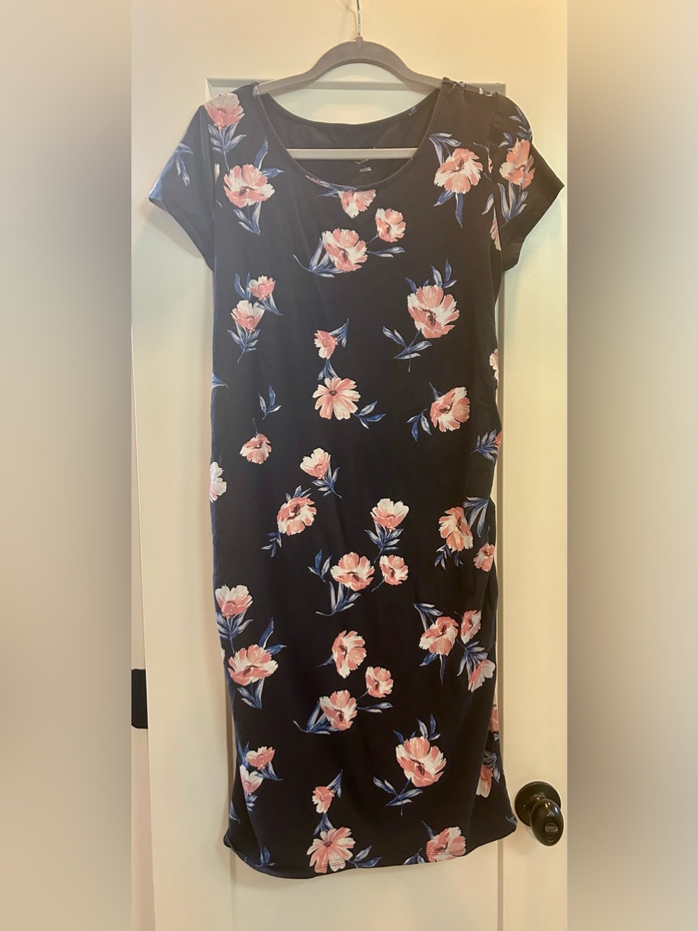 Isabel Maternity by Ingrid & Isabel Midi Dress with Pink and blue Floral Print
